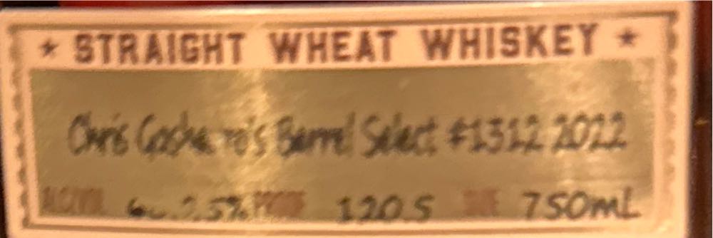 Old Elk Straight Wheat “Gasbarros” - Old Elk Distillery (750 mL) alcohol collectible [Barcode 852045007977] - Main Image 3