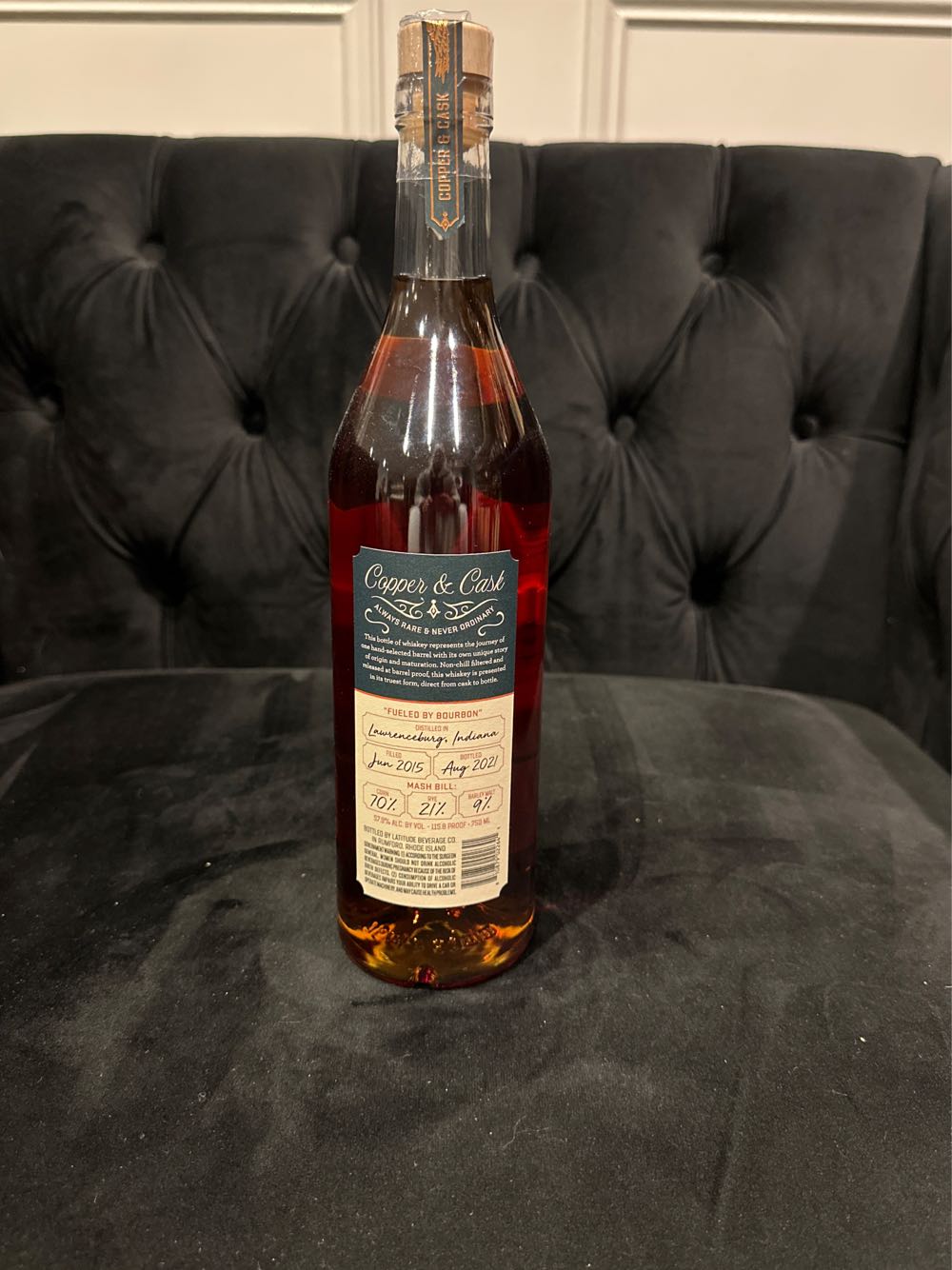 Copper & Cask Straight Bourbon - Bottled By Latitude Beverage (750 mL) alcohol collectible [Barcode 810879022641] - Main Image 2