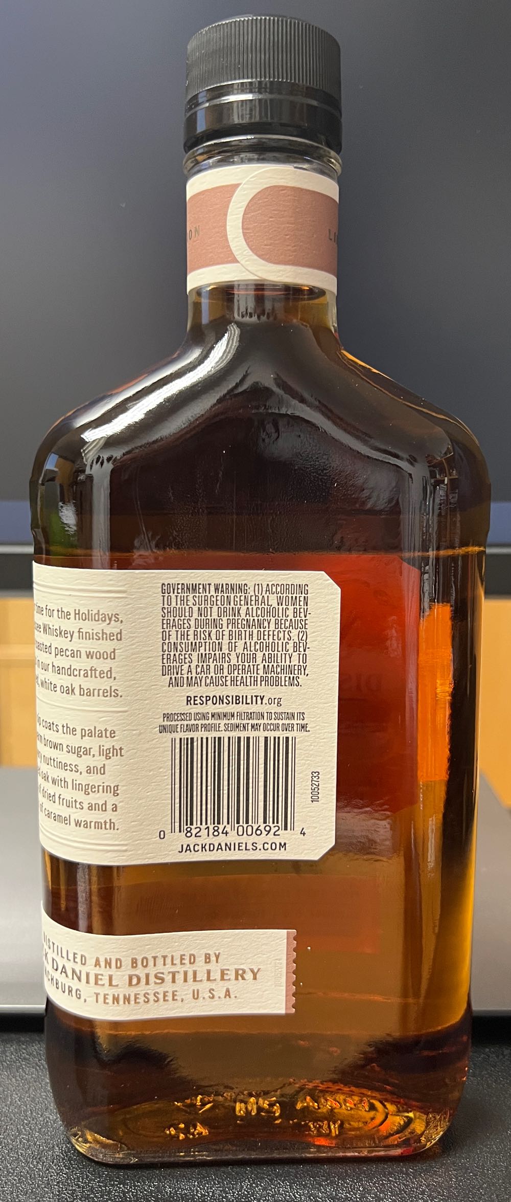 Tester DSP-TN-1 Pecan Wood Chips 2022 - Jack Daniel’s Distillery, Lynchburg, TN (375 mL) alcohol collectible [Barcode 082184006924] - Main Image 3