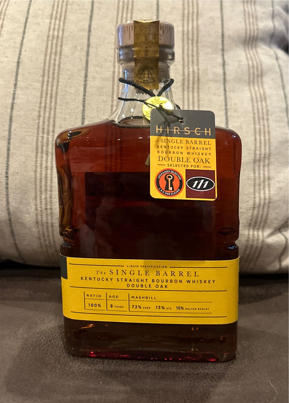 Hirsch The Single Barrel Kentucky Straight Double Oak - Hirsch Distillers (750 mL) alcohol collectible [Barcode 087229150310] - Main Image 2