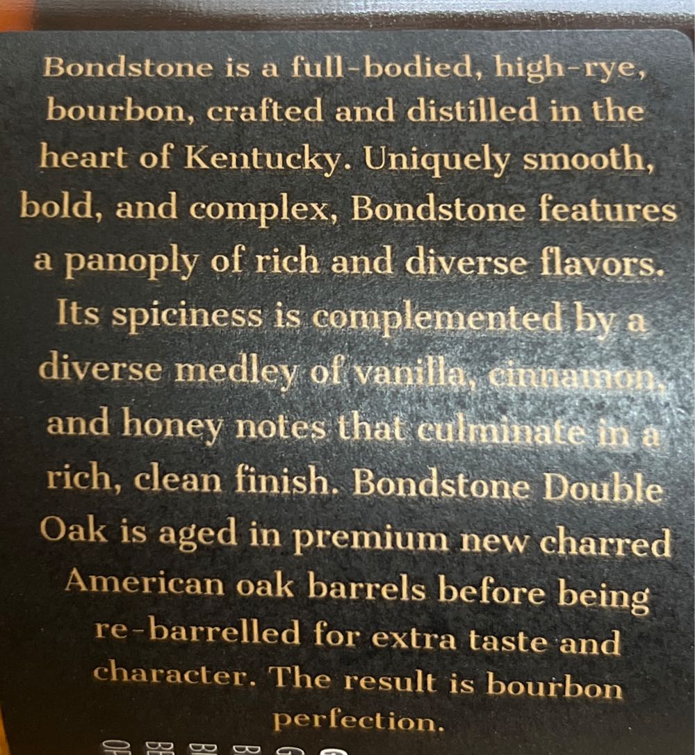 Bondstone Double Oak  (750 mL) alcohol collectible - Main Image 2