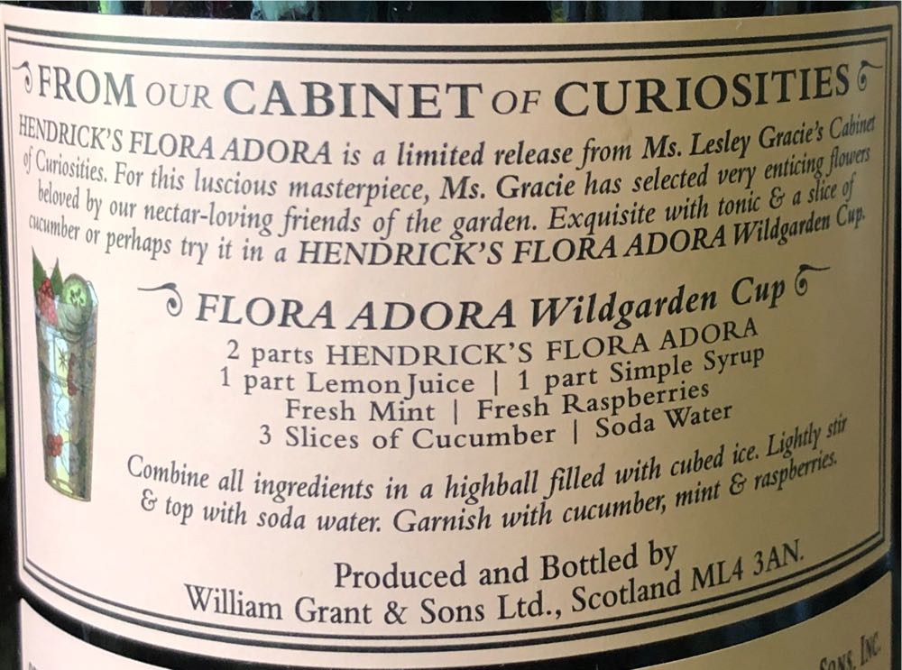 Hendrick’s Gin Flora Adora - William Grant & Sons (750 mL) alcohol collectible [Barcode 083664874965] - Main Image 2