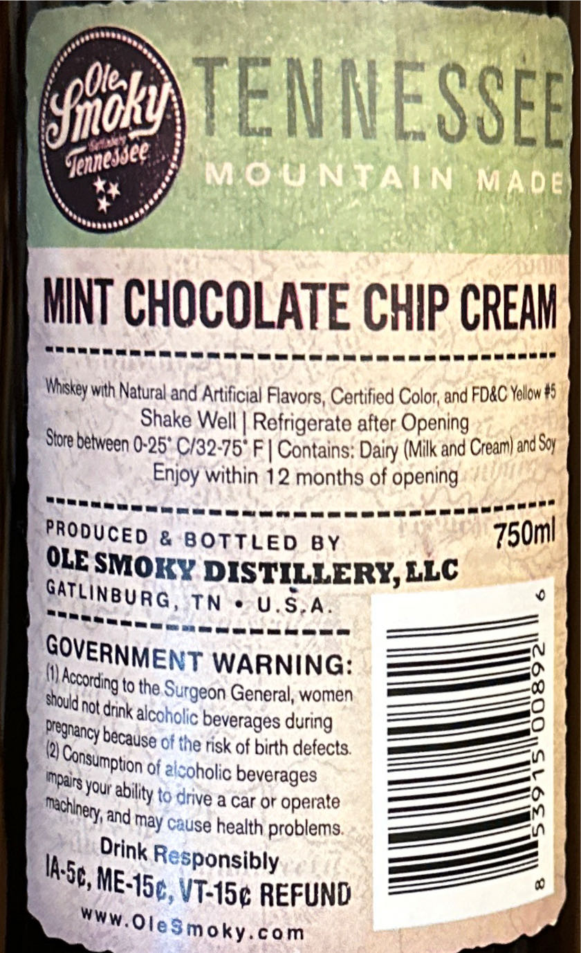 Ole Smoky Mint Chocolate Cream - Ole Smoky Distillery (750 mL) alcohol collectible - Main Image 2