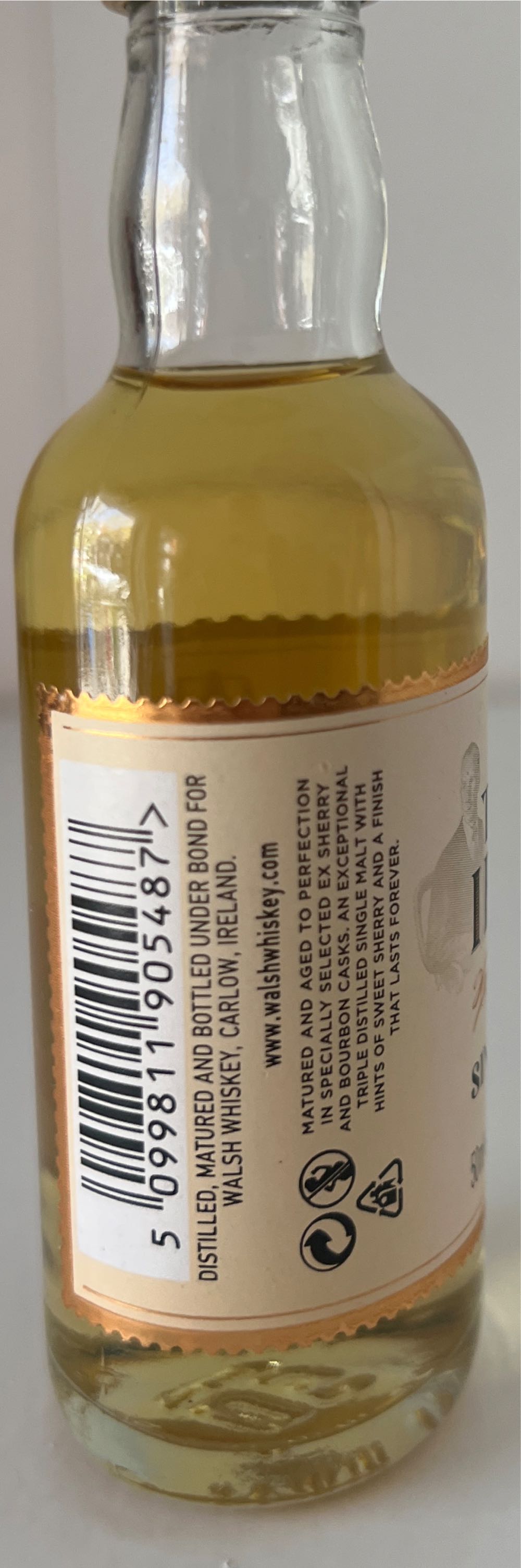 Irish Whiskey - Walsh Whiskey Distillery (50 mL) alcohol collectible [Barcode 5099811905487] - Main Image 2