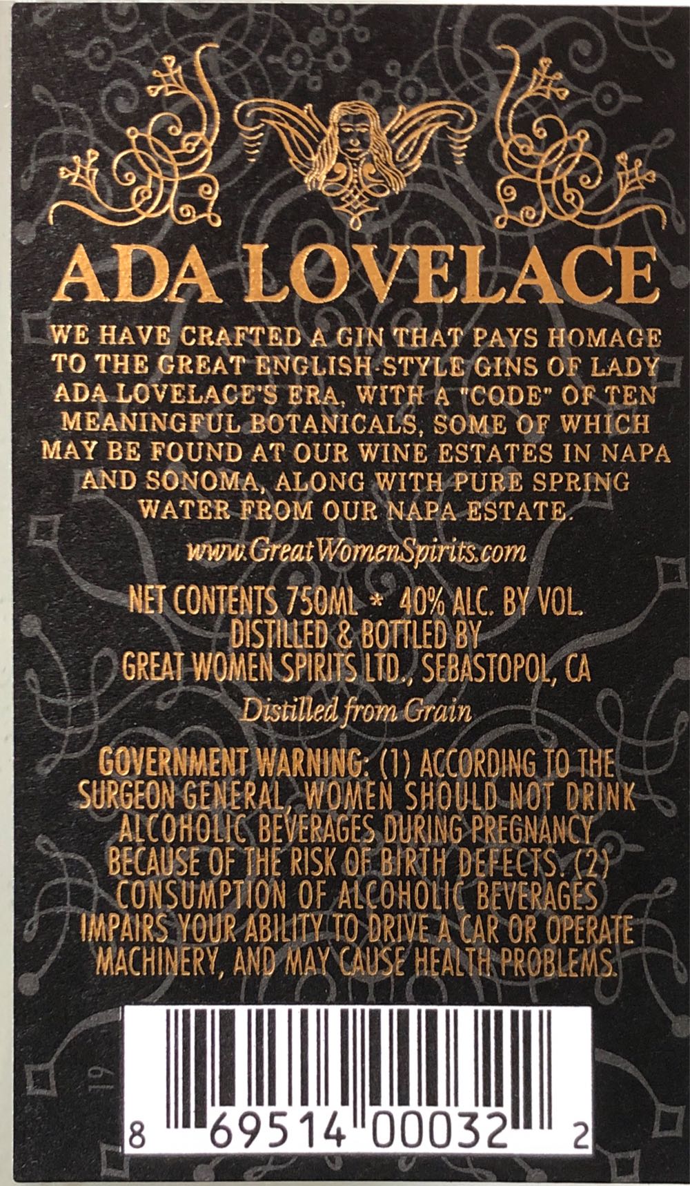 Ada Lovelace - Great Women Spirits Ltd (750 mL) alcohol collectible [Barcode 869514000322] - Main Image 2
