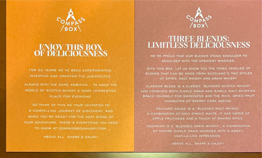 Compass Box Sampler - Compass Box Whiskey Company (50 mL) alcohol collectible - Main Image 2