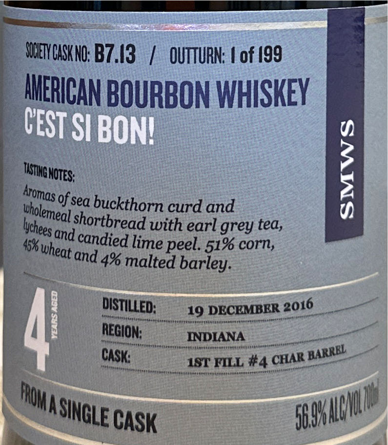 MGP SMWS B7.13 Bourbon C’est Bon 4 Yrs - MGP Distilling (700 mL) alcohol collectible - Main Image 2