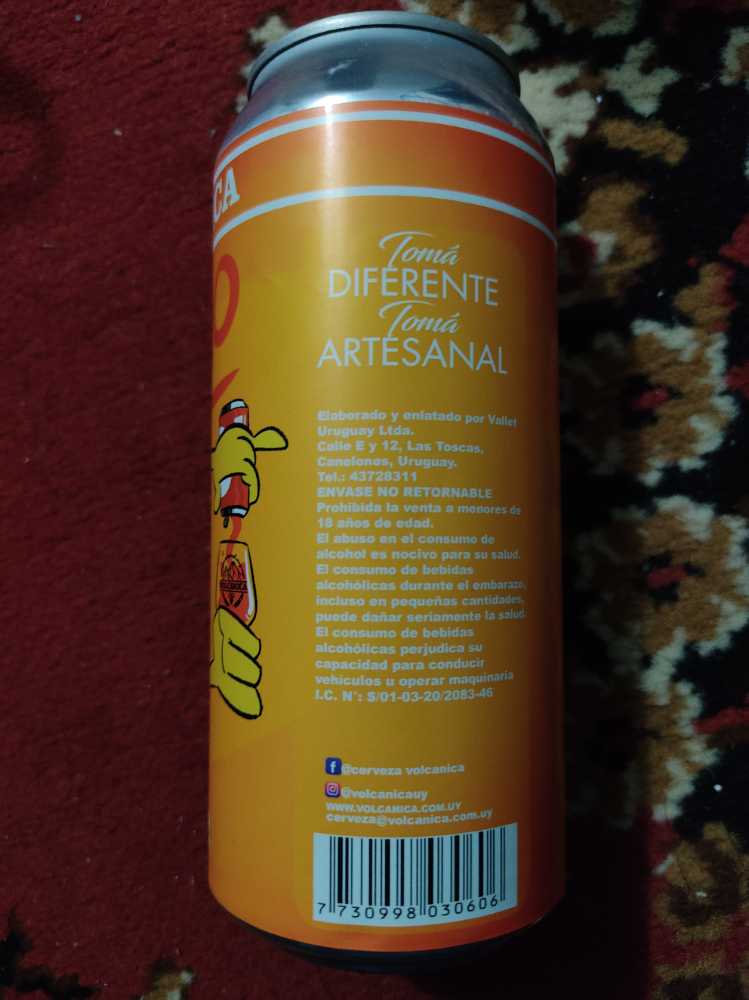 Cerveza Volcanica Ipa De Mango 500 Ml Tienda Inglesa - Vallet Uruguay Ltda (473 mL) alcohol collectible [Barcode 7730998030606] - Main Image 2