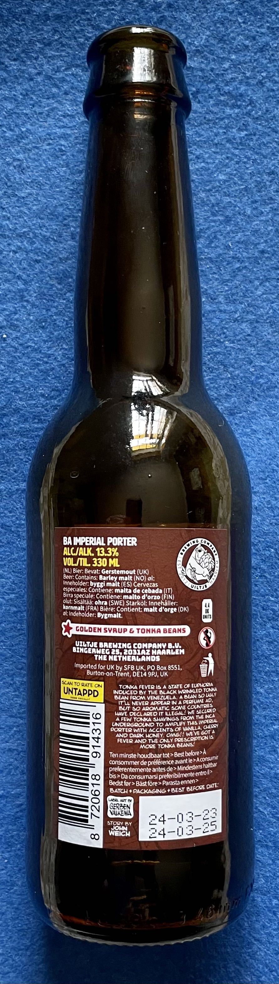 Tonka Fever BA - Uiltje Brewing Company (330 mL) alcohol collectible [Barcode 8720618914316] - Main Image 2