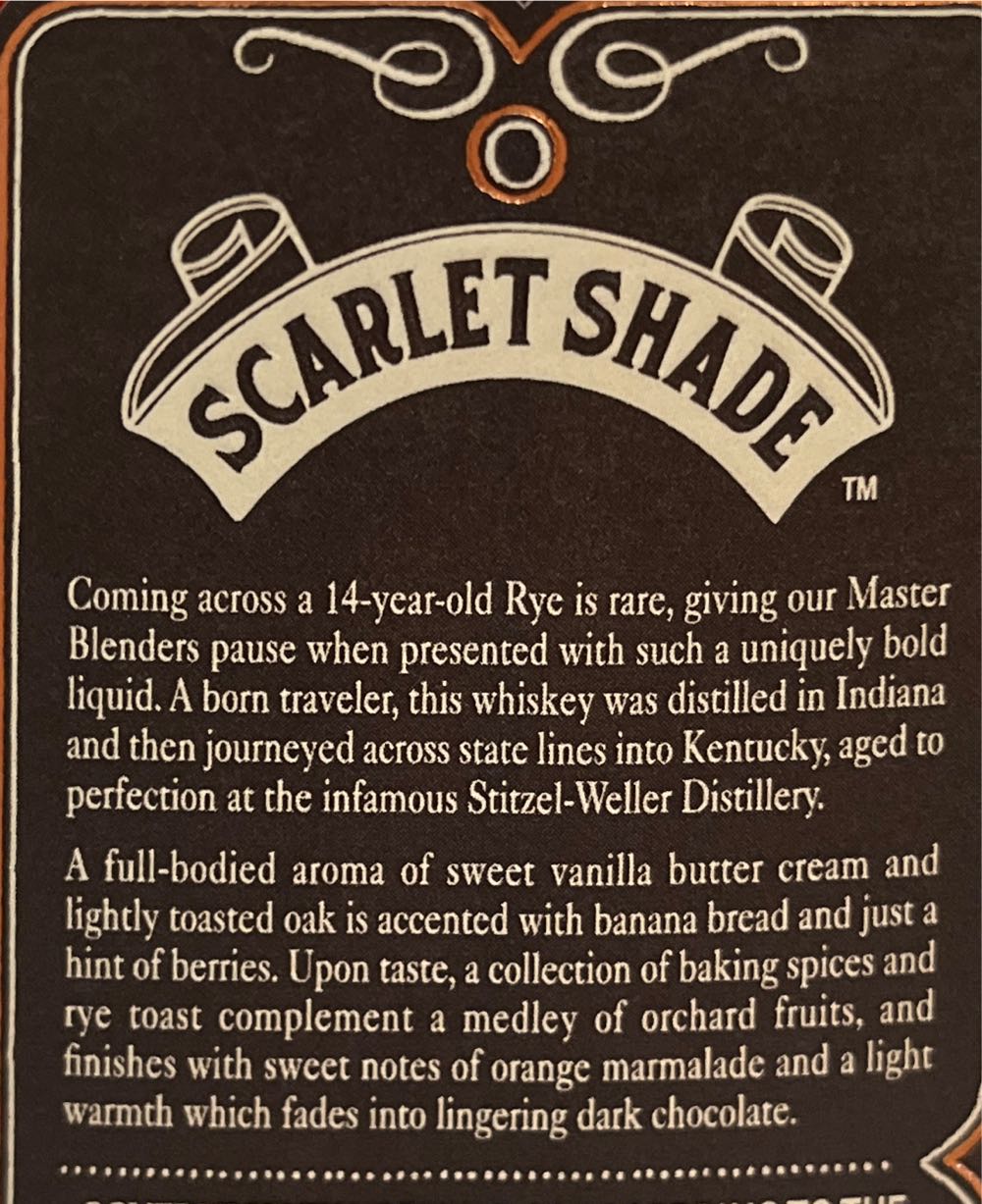 Orphan Barrel - Scarlet Shade 14 YR - Orphan Barrel Whiskey Distilling Co. (750 mL) alcohol collectible [Barcode 082000802570] - Main Image 2