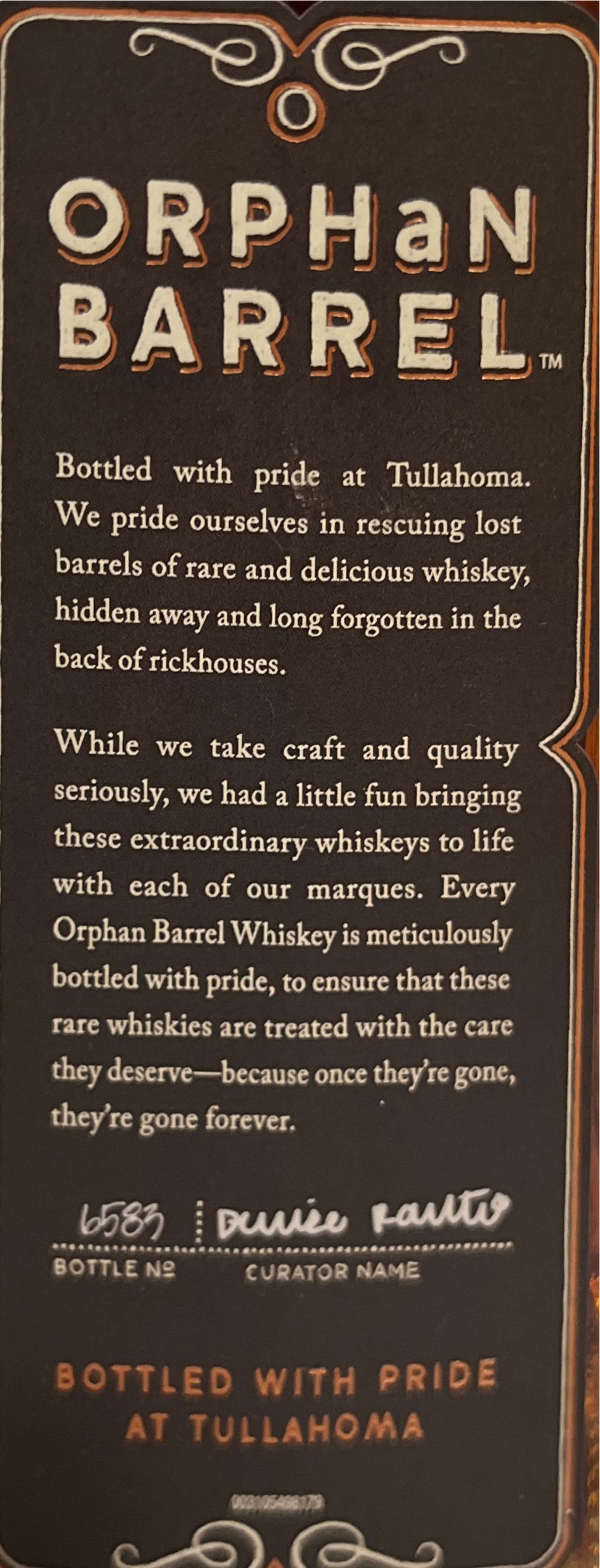 Orphan Barrel - Scarlet Shade 14 YR - Orphan Barrel Whiskey Distilling Co. (750 mL) alcohol collectible [Barcode 082000802570] - Main Image 3