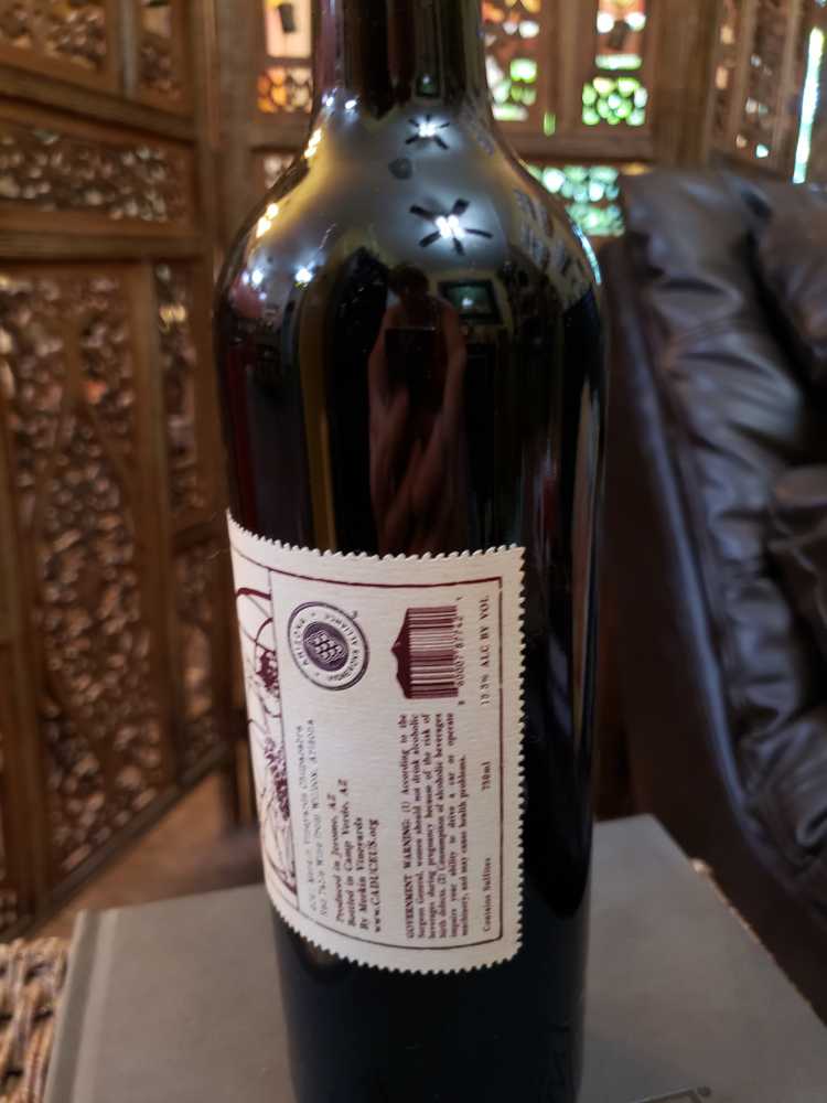 Chupacabra Red Wine - Merkin Vinyards Wilcox AZ (750 mL) alcohol collectible [Barcode 860007877421] - Main Image 3