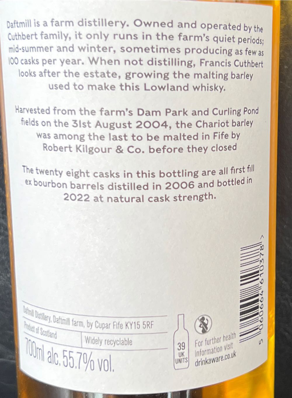 Daftmill 15 Year Old - Daftmill Distillery (700 mL) alcohol collectible - Main Image 2