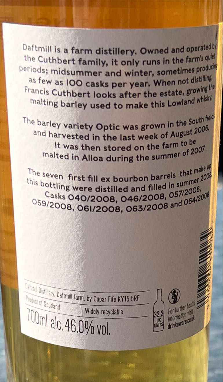 Daftmill Summer Batch Release 2008 - Daftmill Distillery (700 mL) alcohol collectible - Main Image 2