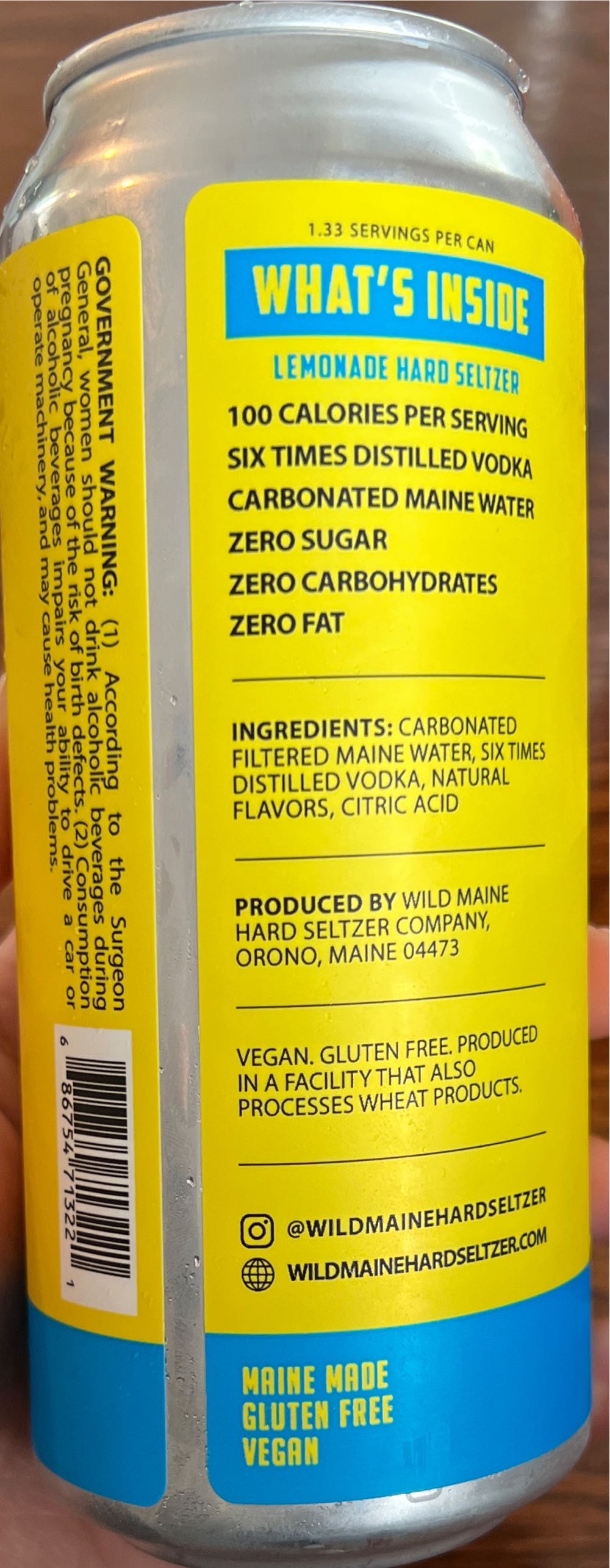 Lemonade Hard Seltzer - Wild Maine Hard Seltzer alcohol collectible - Main Image 2