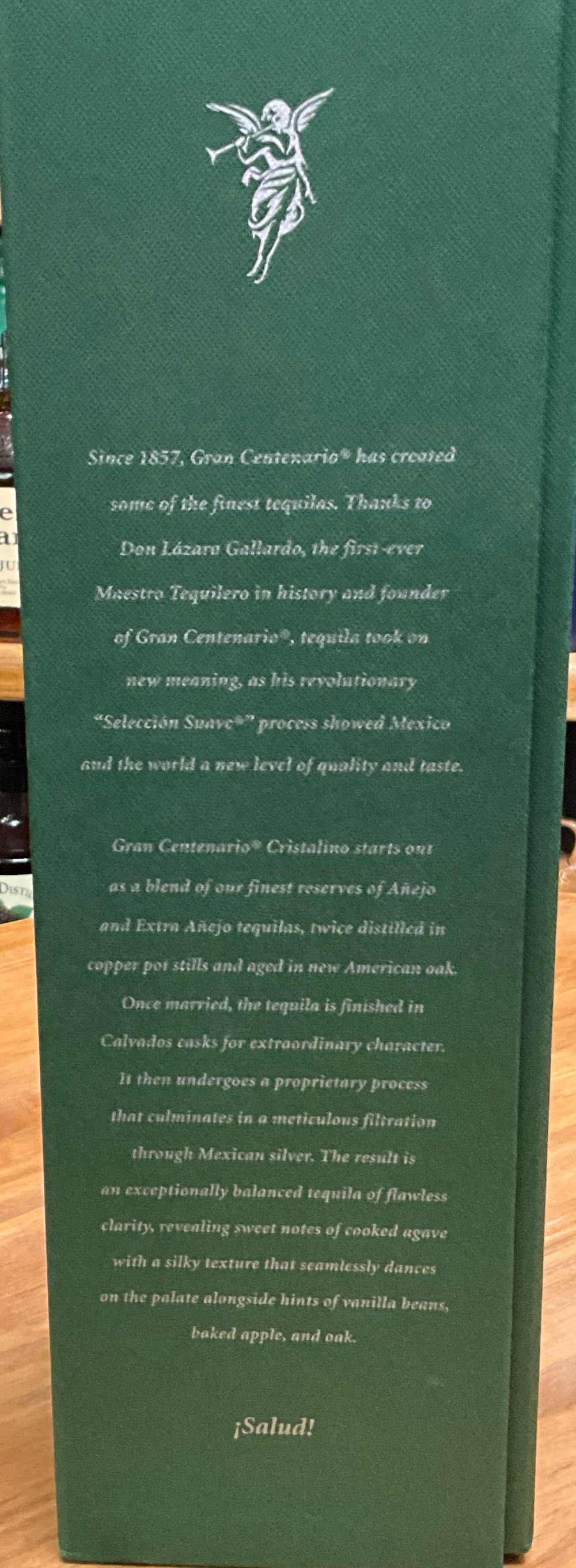 Gran Centenario Cristalino Anejo Tequila In Green Box  (750 mL) alcohol collectible [Barcode 818844023136] - Main Image 4