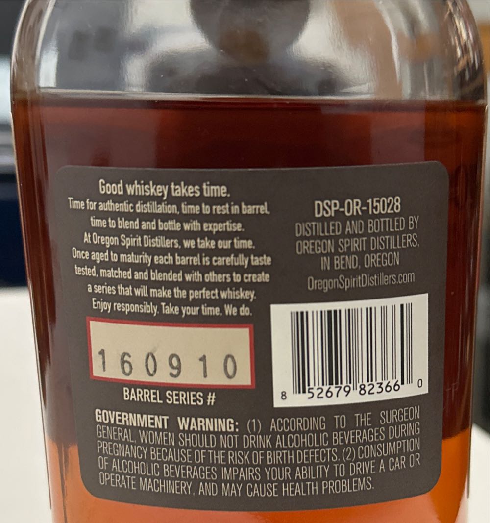 Oregon Spirit Distillers Straight Bourbon Whiskey 750ml - Oregon Spirit Distillers (750 mL) alcohol collectible [Barcode 852679823660] - Main Image 2