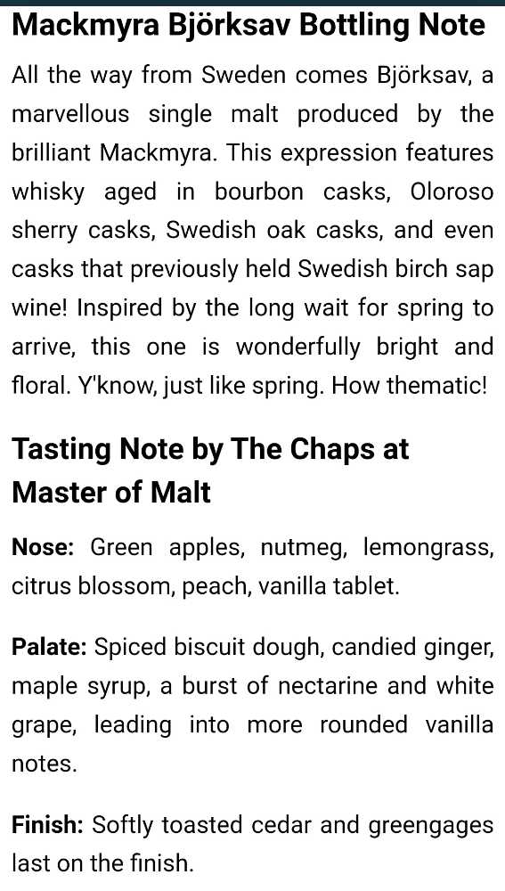 Mackmyra Björksav - Sweden (700 mL) alcohol collectible [Barcode 7350029667160] - Main Image 4