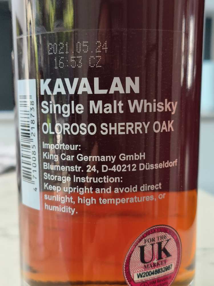 Kavalan Oloroso Sherry - Taiwan (700 mL) alcohol collectible [Barcode 4710085218738] - Main Image 3