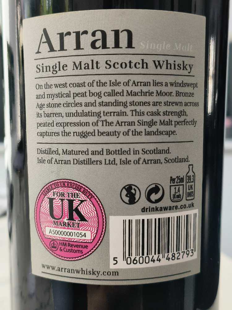 Machrie Moor Cask Strength - Islands Arran (700 mL) alcohol collectible [Barcode 7064644482793] - Main Image 3
