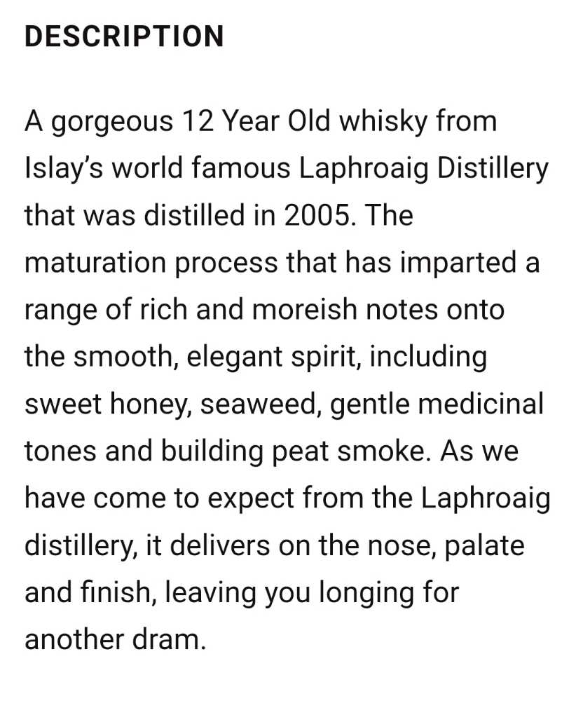 Laphroaig 12 Old Malt Cask - Islay (700 mL) alcohol collectible - Main Image 4