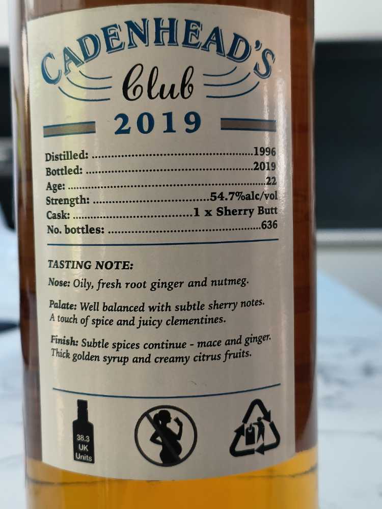 Glenrothes 22 Cadenhead’s Club - Speyside (700 mL) alcohol collectible - Main Image 3