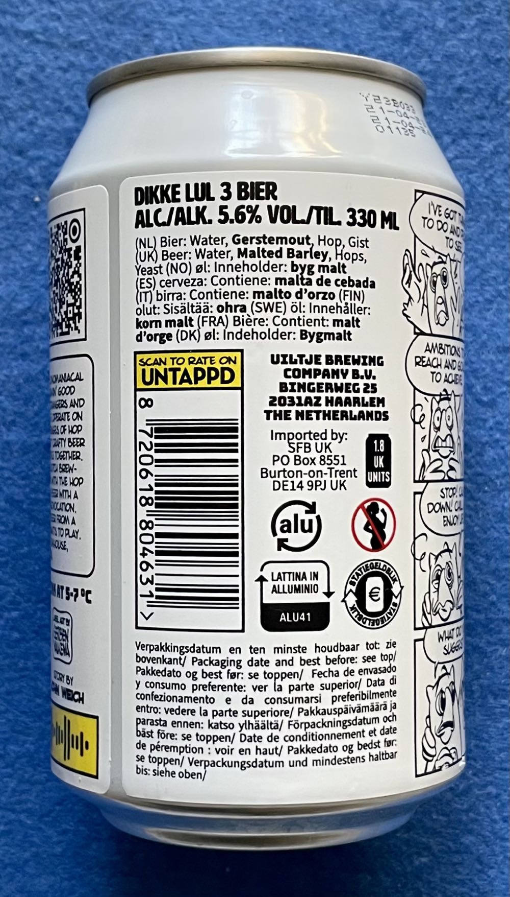 Dikke Lul 3 Bier - Uiltje Brewing Company (330 mL) alcohol collectible [Barcode 8720618804631] - Main Image 2