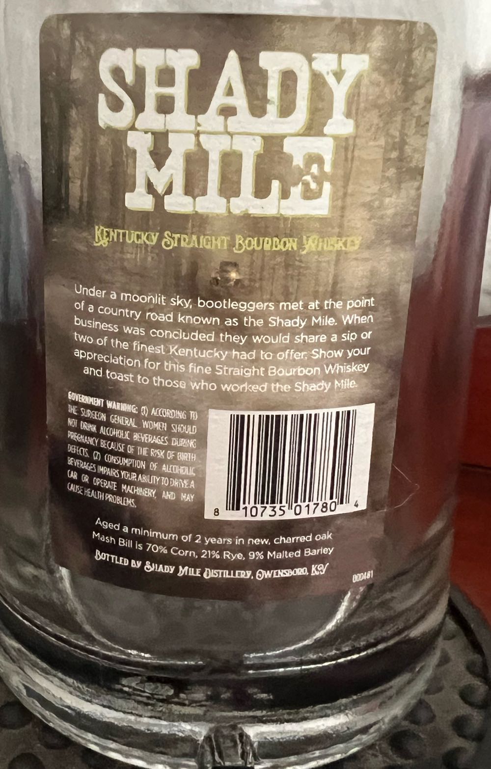 ZZZ Shady Mile - Shady Mile Distillery (375 mL) alcohol collectible [Barcode 810735017804] - Main Image 2