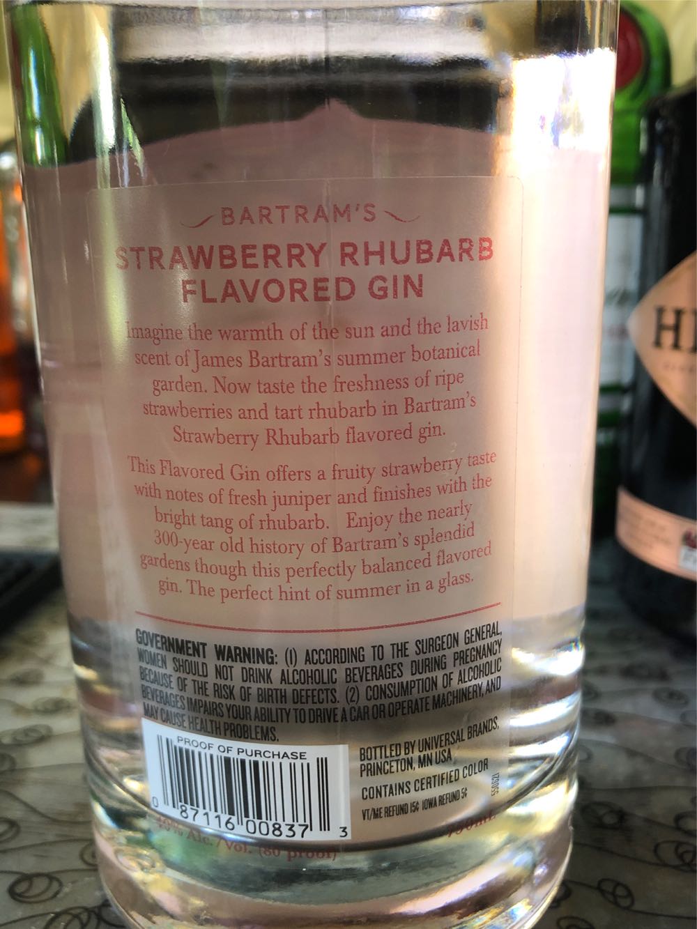 Bartram’s Strawberry Rhubarb - Bartram’s (750 mL) alcohol collectible [Barcode 087116008373] - Main Image 2