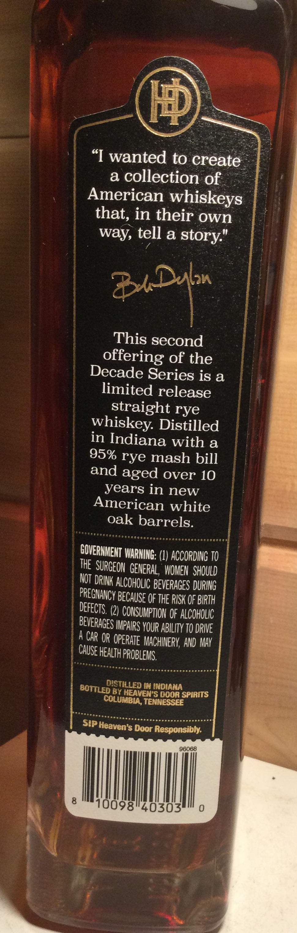 Heaven’s Door Decade Series 10 Year Rye - Heavens Door Spirits (750 mL) alcohol collectible [Barcode 810098403030] - Main Image 2