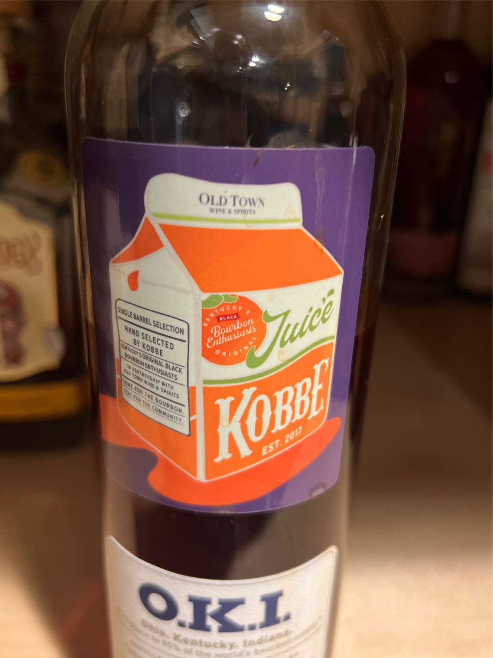 O.K.I. Straight Bourbon Whiskey Single Barrel  (750 mL) alcohol collectible [Barcode 685757530231] - Main Image 2
