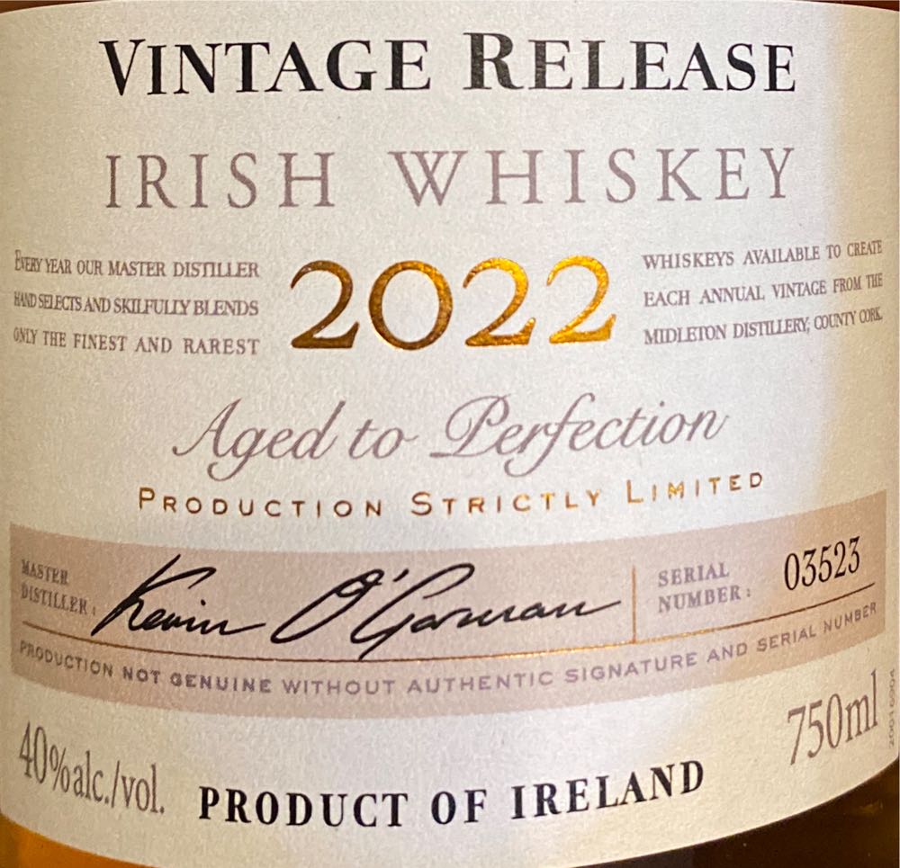 Midleton Very Rare 2017 Vintage - Midleton Distilleries (750 mL) alcohol collectible [Barcode 080432112595] - Main Image 3