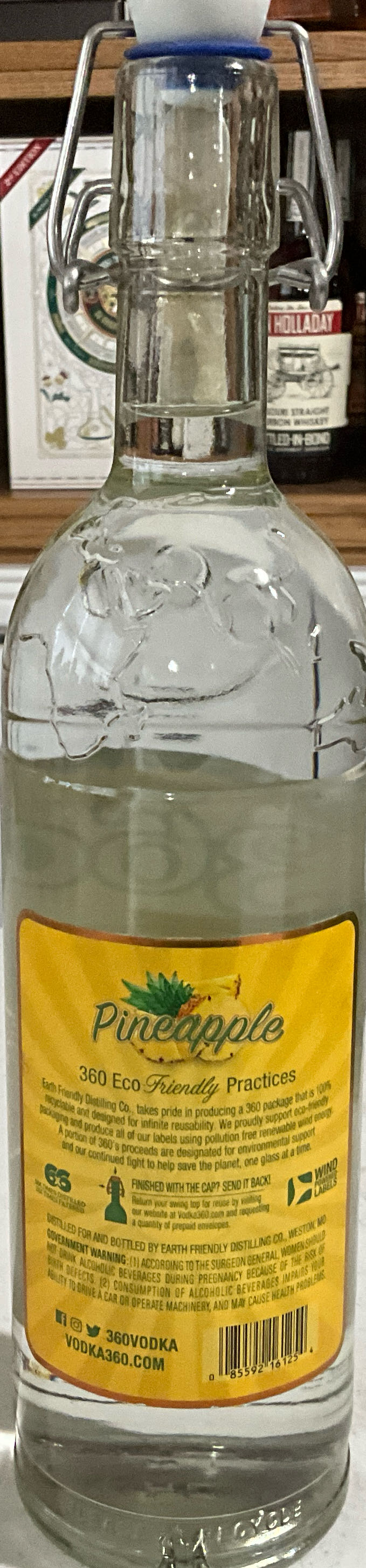 360 Pineapple Flavored Vodka - MO USA - Earth Friendly Distilling Co (750 mL) alcohol collectible [Barcode 085592161254] - Main Image 2