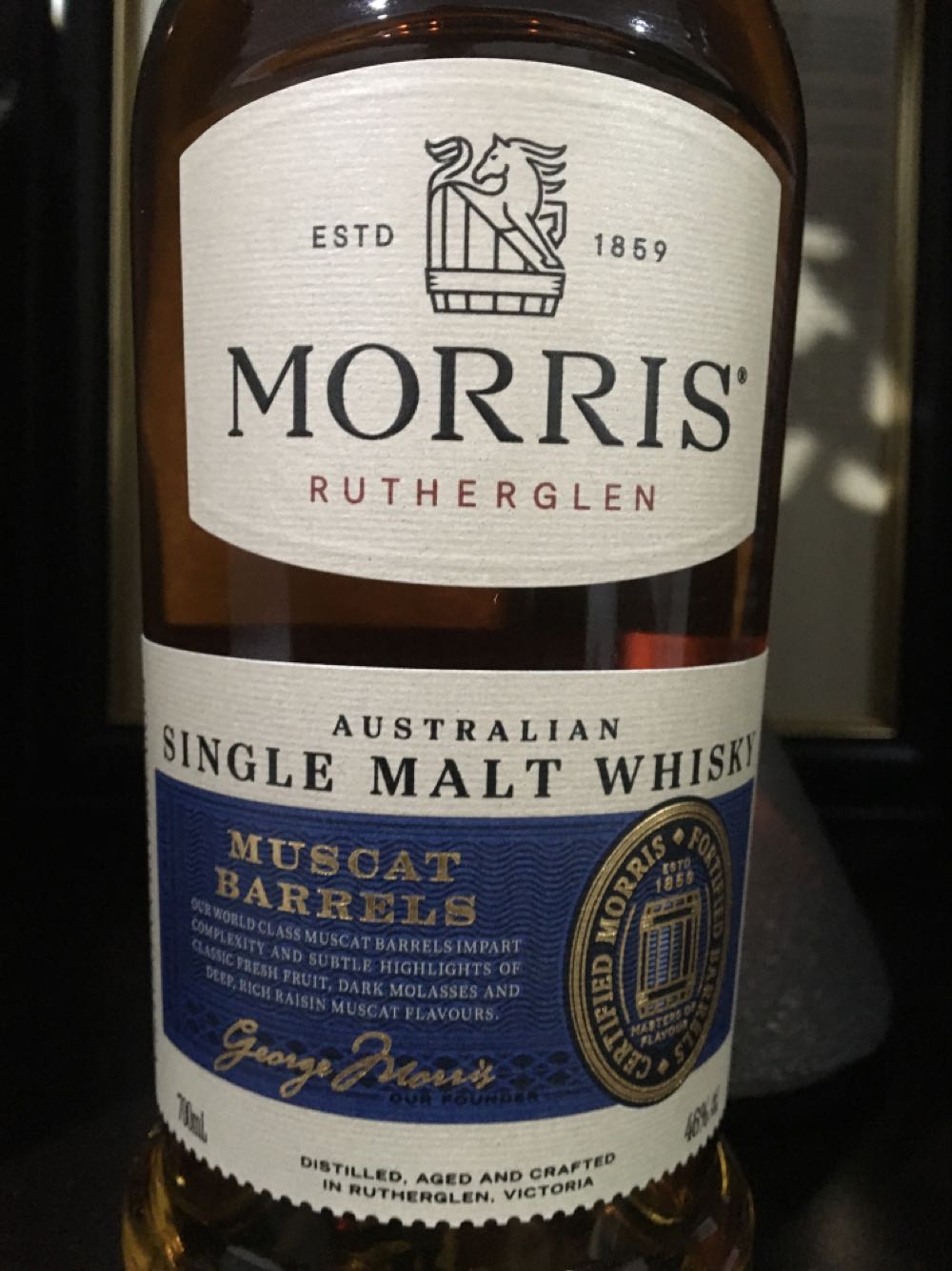 Morris Rutherglen Muscat Barrel Single Malt Whisky Barrels Australian And 700ml  (700 mL) alcohol collectible [Barcode 9322214005925] - Main Image 4