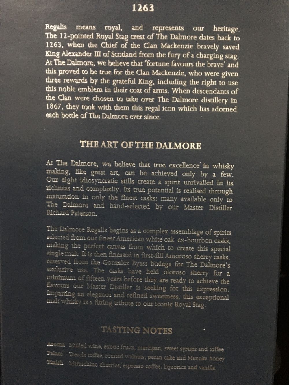 The Dalmore Regalis 1l 40% Single Malt Gb Whisky 1 Fill Amoroso  (1 L) alcohol collectible [Barcode 5013967011250] - Main Image 4