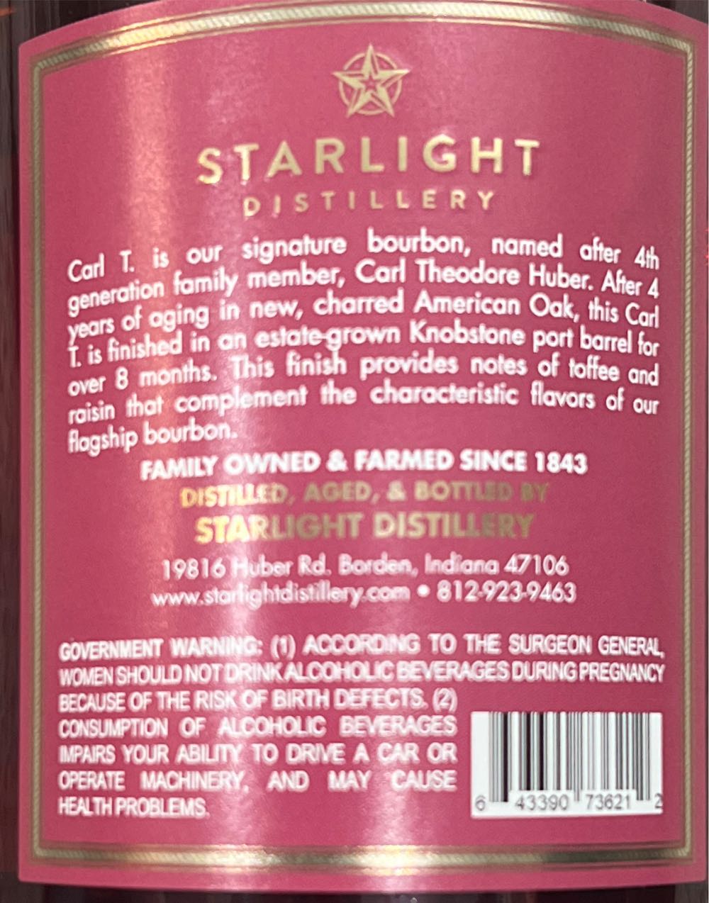 Starlight Port Finished - Starlight Distillery (750 mL) alcohol collectible [Barcode 643390736212] - Main Image 2