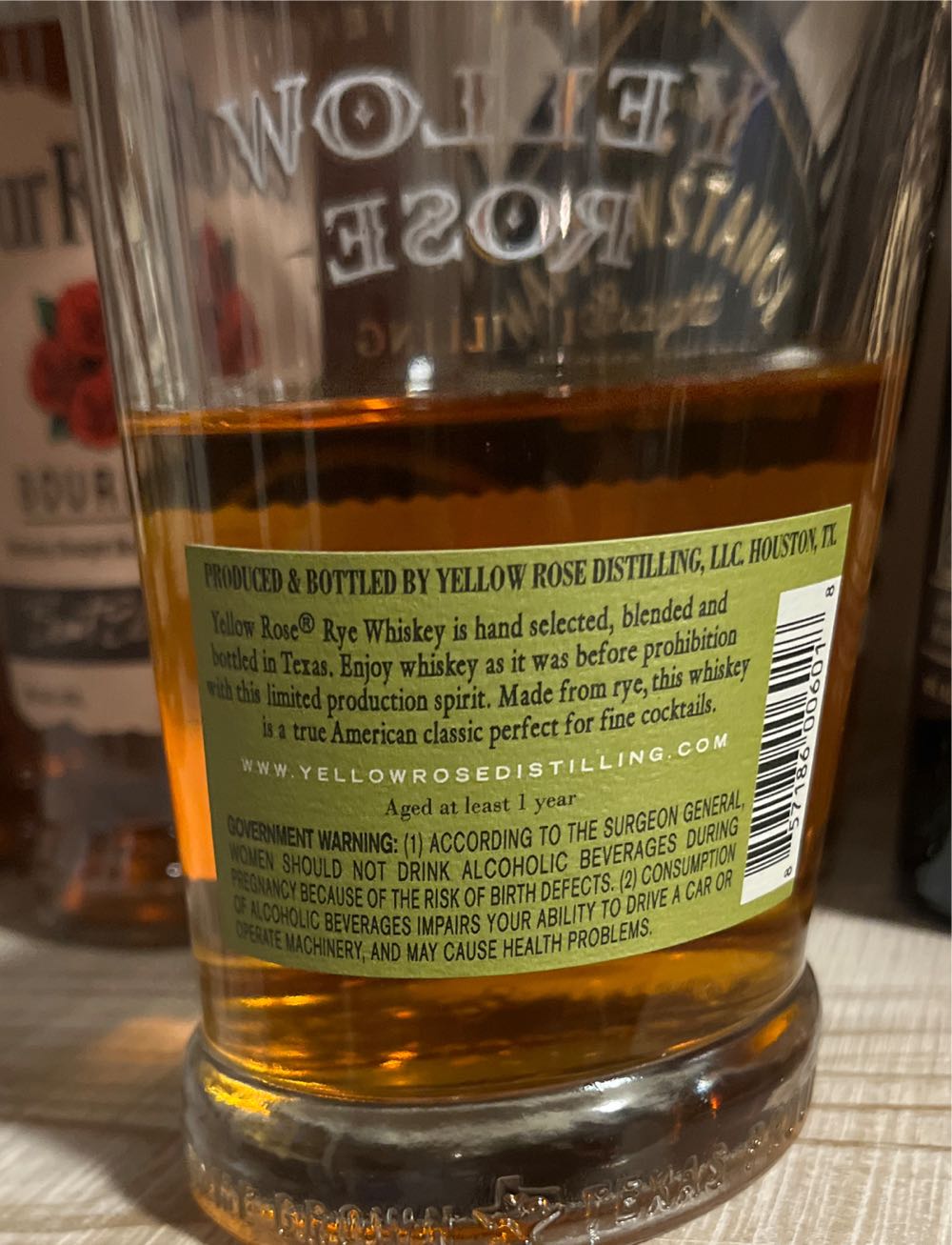 Yellow Rose Distilling Rye Whiskey - Yellow Rose Distilling (750 mL) alcohol collectible [Barcode 857186006018] - Main Image 2