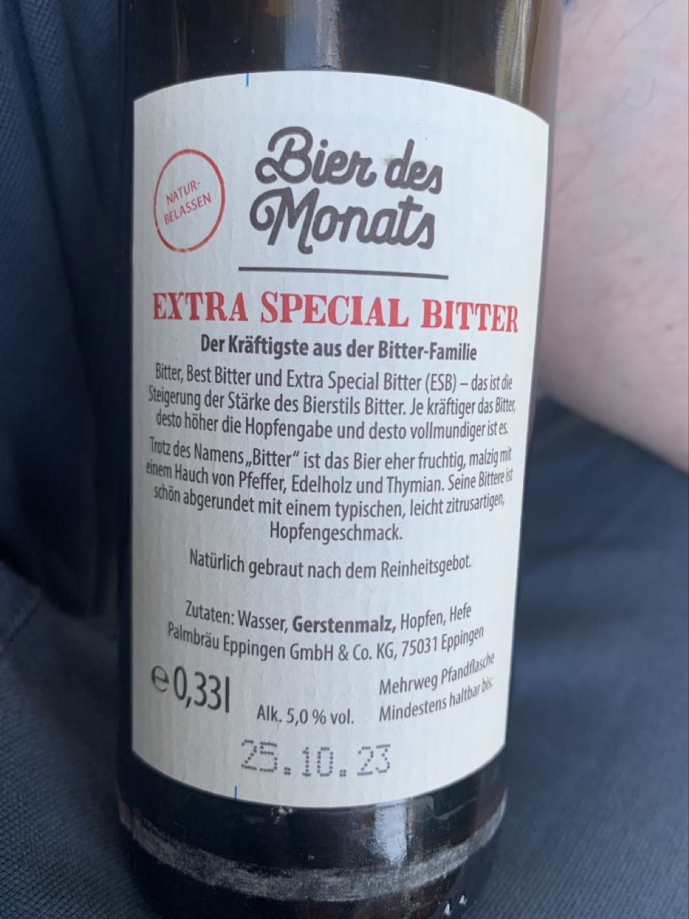 Extra Special Bitter - Bier des Monats - Palmbräu Eppingen GmbH & Co. KG alcohol collectible [Barcode 4100390000010] - Main Image 2