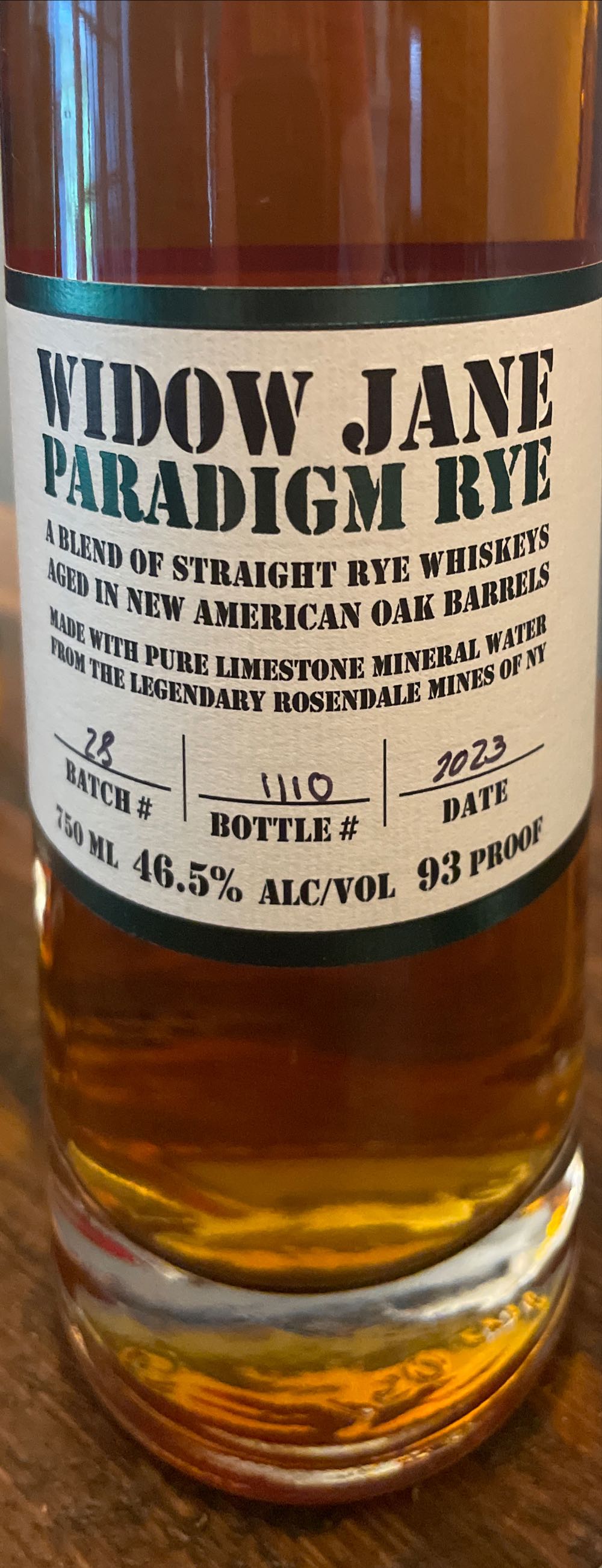Widow Jane Paradigm Rye - Widow Jane Distillery (750 mL) alcohol collectible [Barcode 850027885087] - Main Image 2