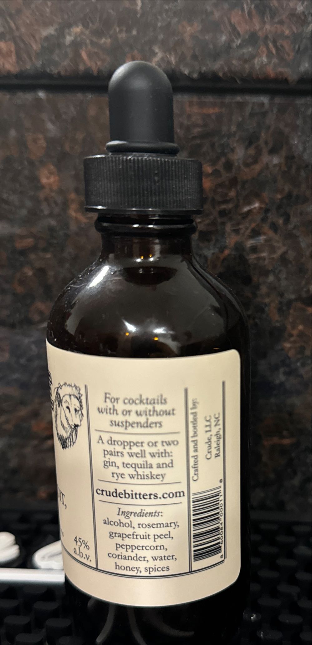 “Rizzo” - Rosemary, Grapefruit, & Peppercorn - Crude Bitters alcohol collectible [Barcode 860084000118] - Main Image 2