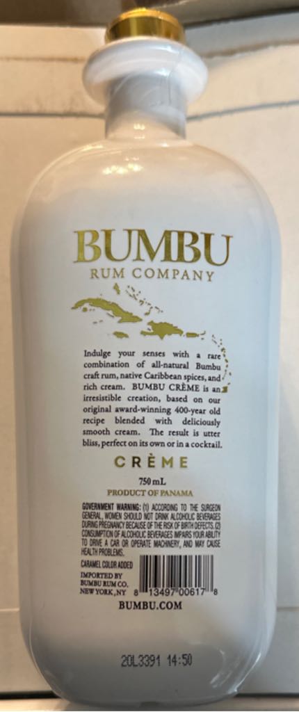 Bumbu Crème - Bumbu Rum Company (750mL) alcohol collectible - Main Image 2