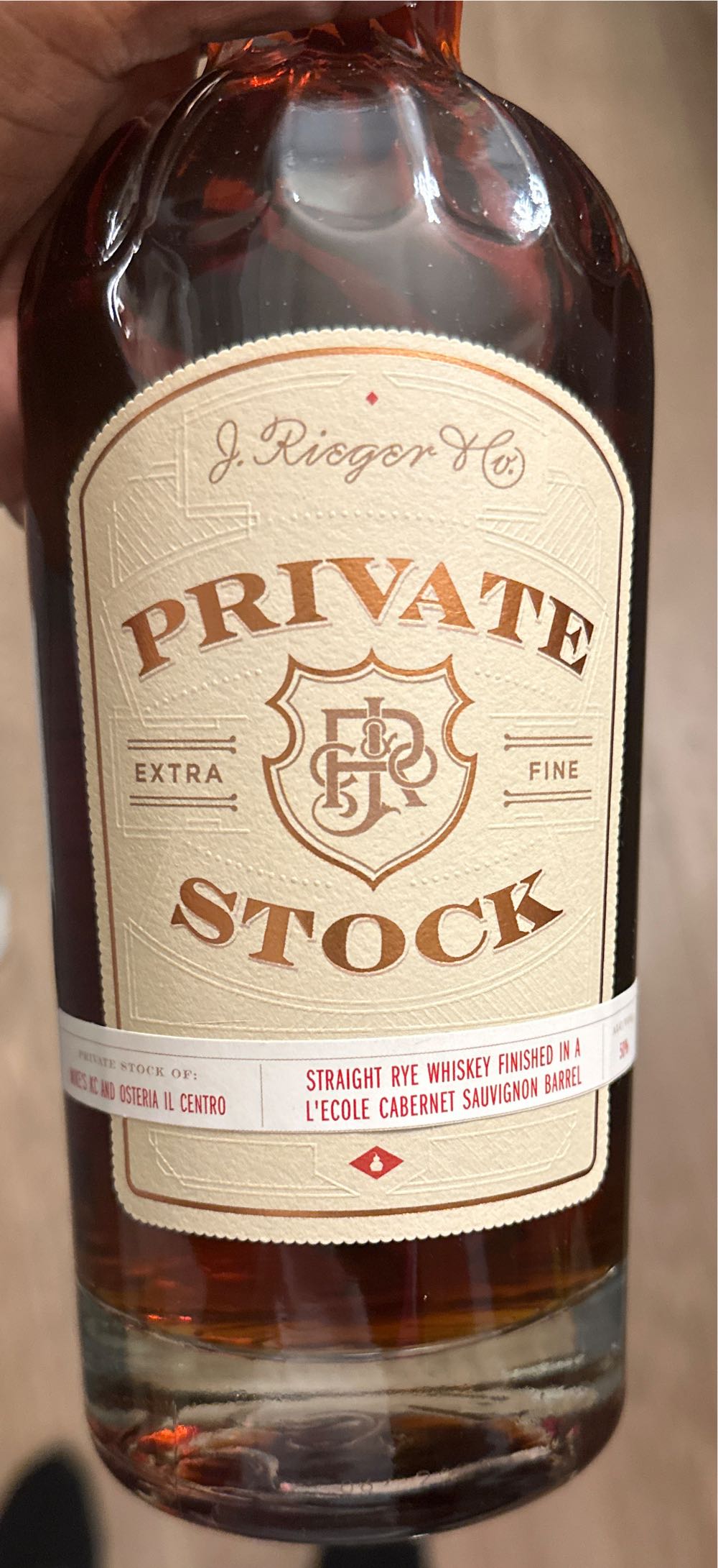 J Rieger Jr Private Stock - J Rieger (750 mL) alcohol collectible [Barcode 748252169181] - Main Image 2