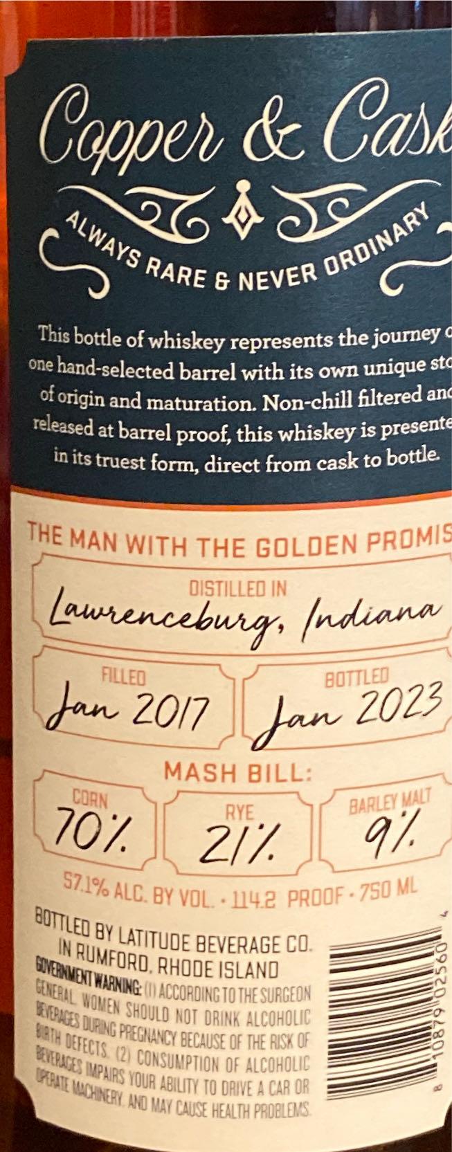 Copper & Cask - Copper And Cask (750 mL) alcohol collectible [Barcode 810879025604] - Main Image 3