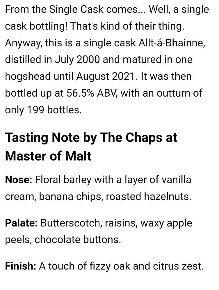 Allt A Bhaine 21 Single Cask - Speyside (700 mL) alcohol collectible - Main Image 4