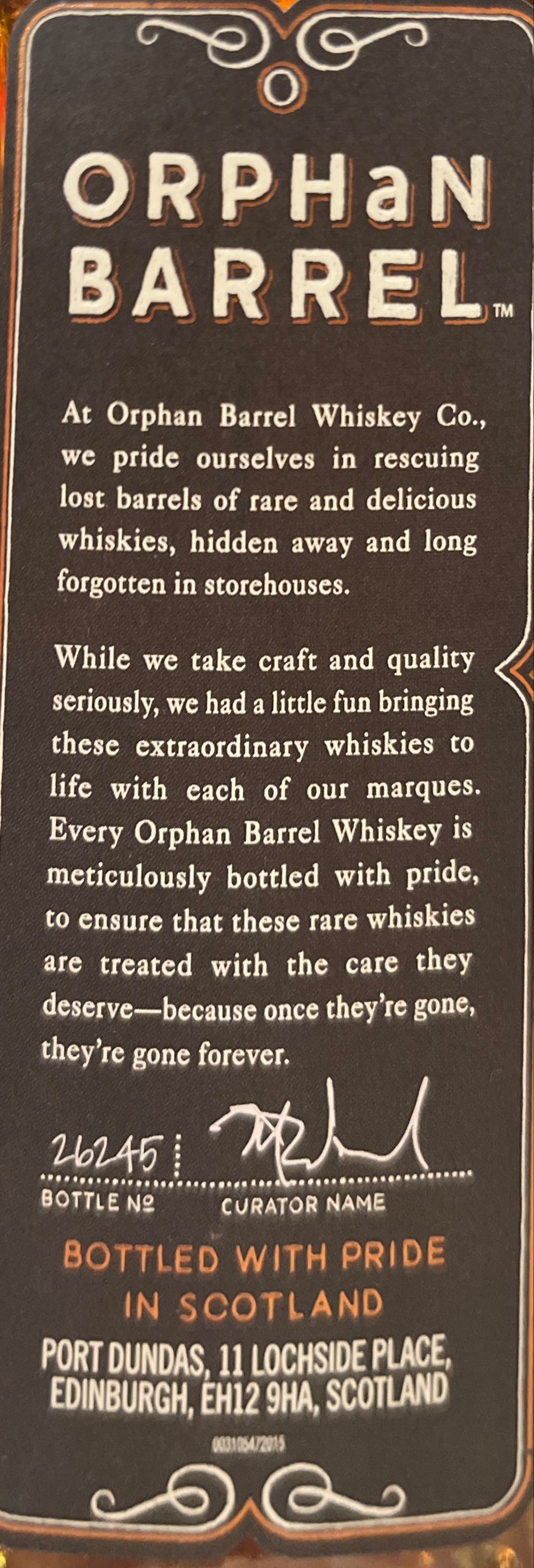 Orphan Barrel - Muckety Muck 26 YR - Orphan Barrel Distillery (750 mL) alcohol collectible [Barcode 088076187719] - Main Image 2
