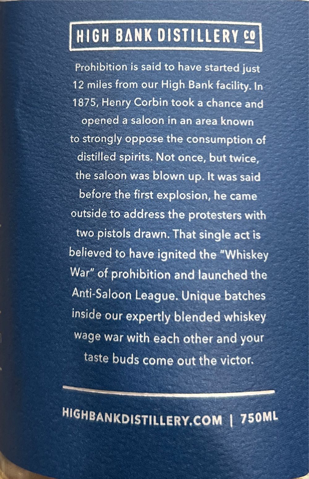 Whiskey War Double Oaked - High Bank Distillery (750 mL) alcohol collectible [Barcode 860002691336] - Main Image 3