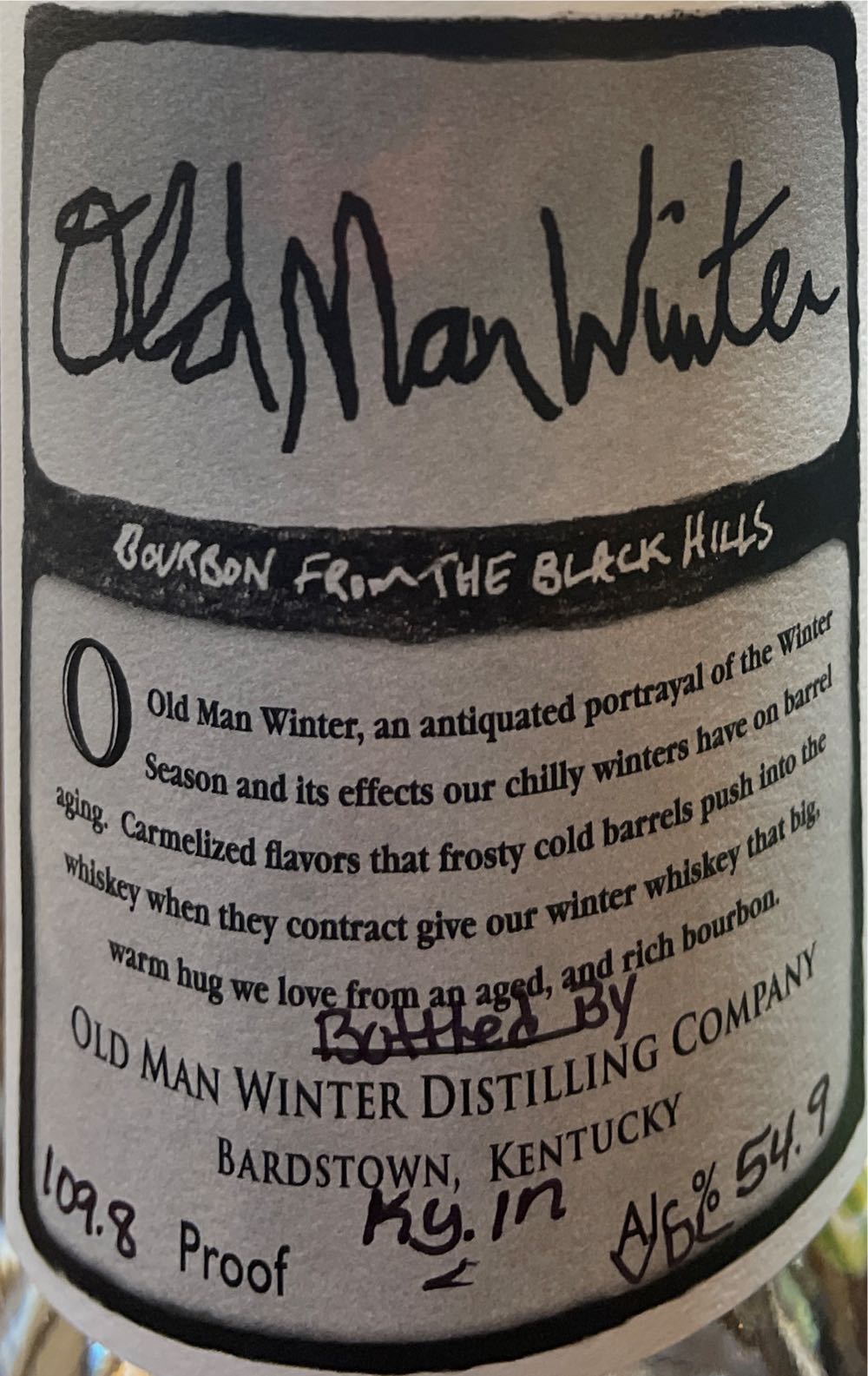 Old Man Winter Bourbon From The Black Hills - Old Man Winter Distilling Co (750 mL) alcohol collectible [Barcode 852543006489] - Main Image 3