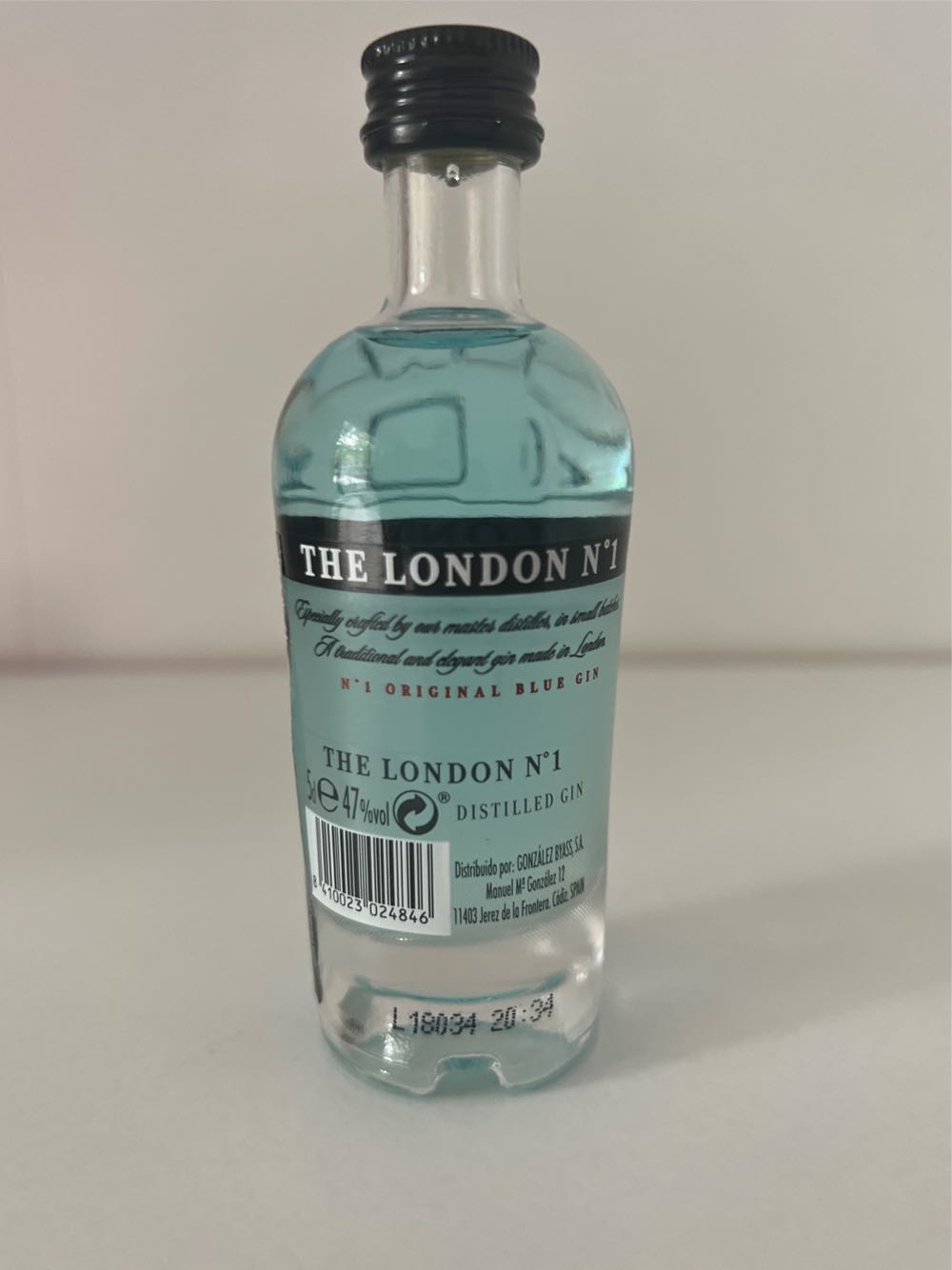 The London Gin London No.1 005 Blue 1 Original No. Mini 47% 5cl 005l N°  (50 mL) alcohol collectible [Barcode 8410023024846] - Main Image 2