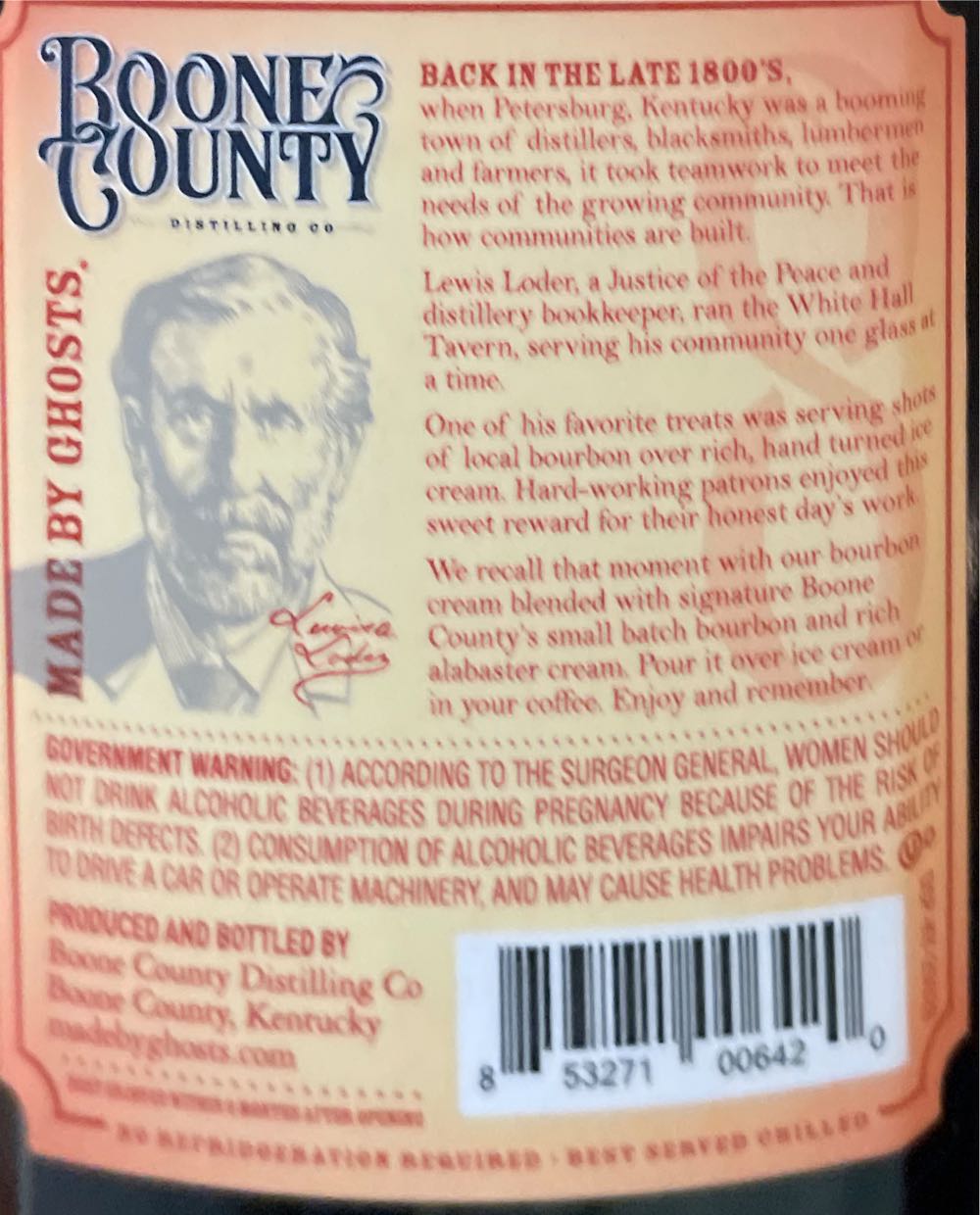 Boone County Bourbon Cream - Boone County Distilling Co. (750 mL) alcohol collectible [Barcode 853271006420] - Main Image 2