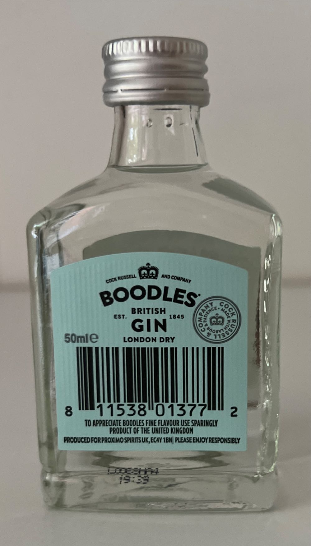 Boodles Gin - Cock Russell And Company (50 mL) alcohol collectible [Barcode 811538013772] - Main Image 2